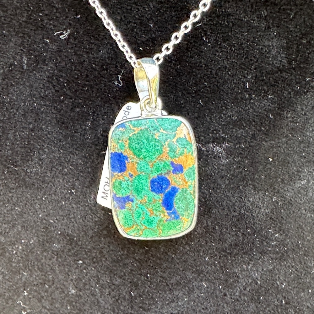 Mojave Azurite Malachite 925 silver Pendant - Picture 3 of 6